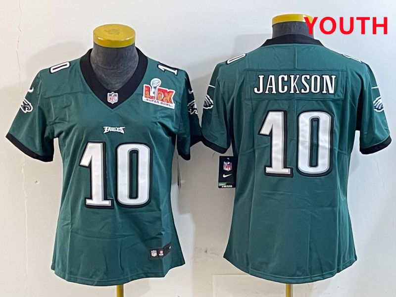 Youth Philadelphia Eagles 10 Jackson Green Second generations 2025 Nike Vapor Limited NFL Jersey style 6